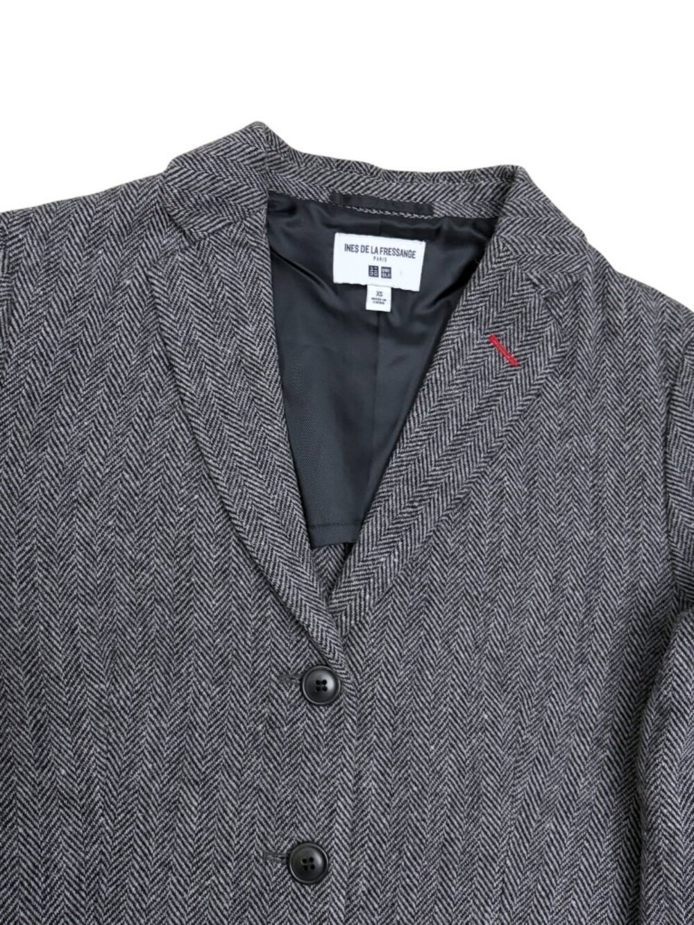 INES DE LA FRESSANGE Uniqlo Blazer Jacket WOOL Blend Sport Coat Womens XS - Picture 2 of 5